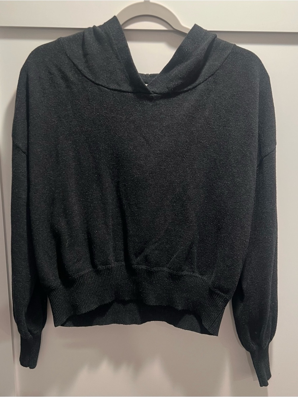 Spiritual Gangster Black Hooded Cropped Knit Sweater